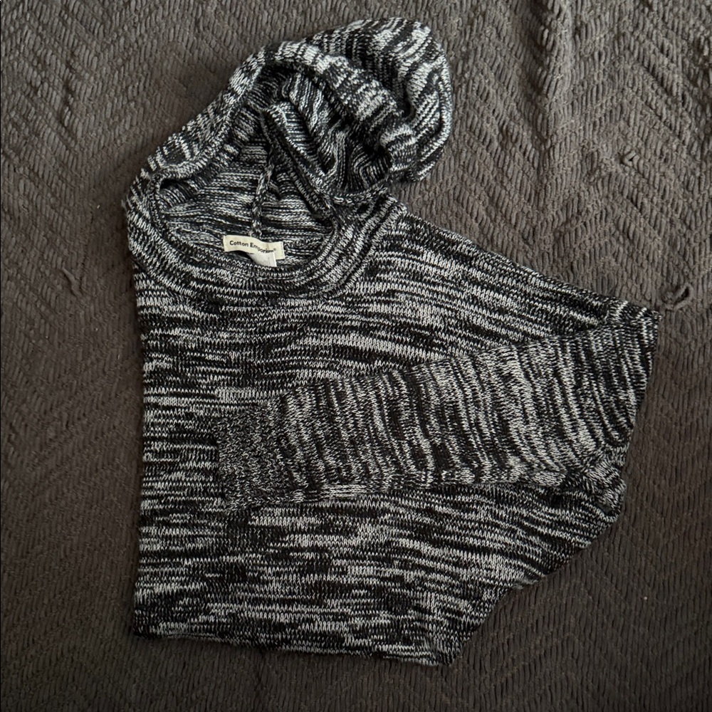 Cotton Emporium Black and Gray Cowl Neck Sweater
